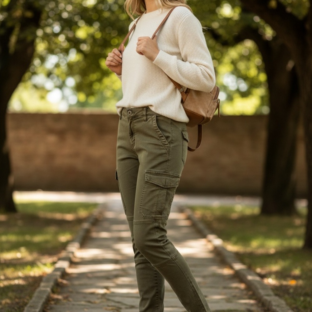 H&M Olive Skinny Cargo
